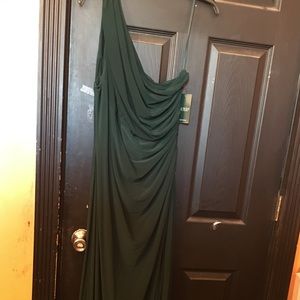 One shoulder evening gown